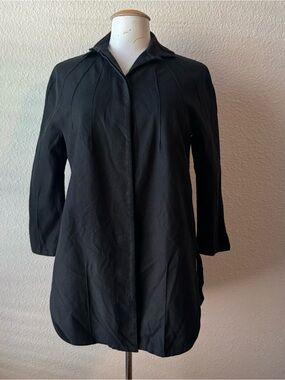 Ralph Rucci Chaco Women’s Black Button Up Top Coat Size 8 Luxury Minimalist
